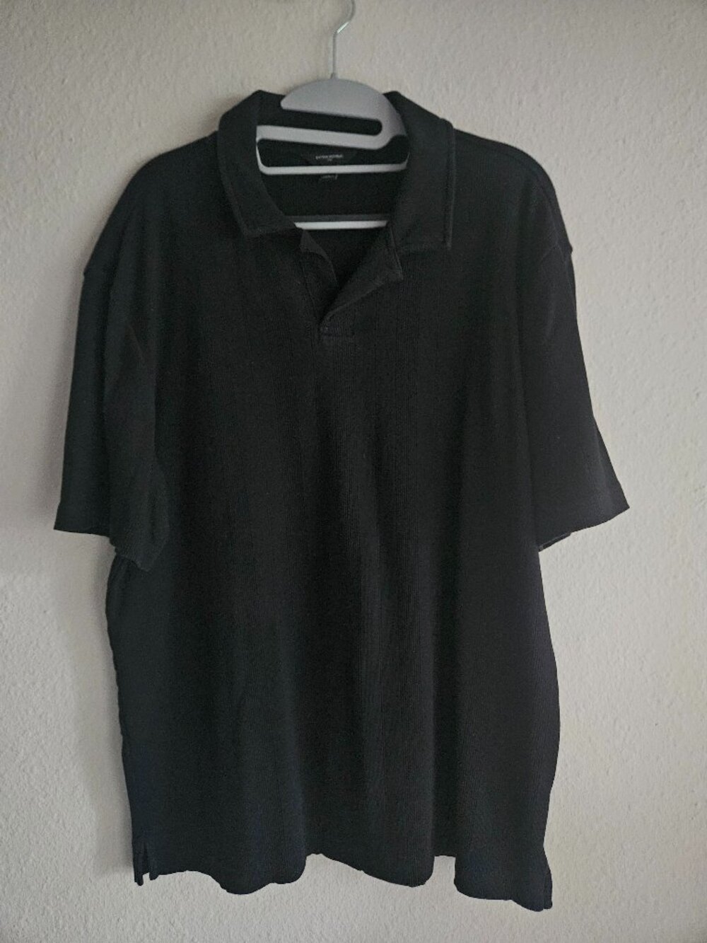 Banana Republic Knitted Textured Solid Black Short Sleeve Polo Shirt Top Large L